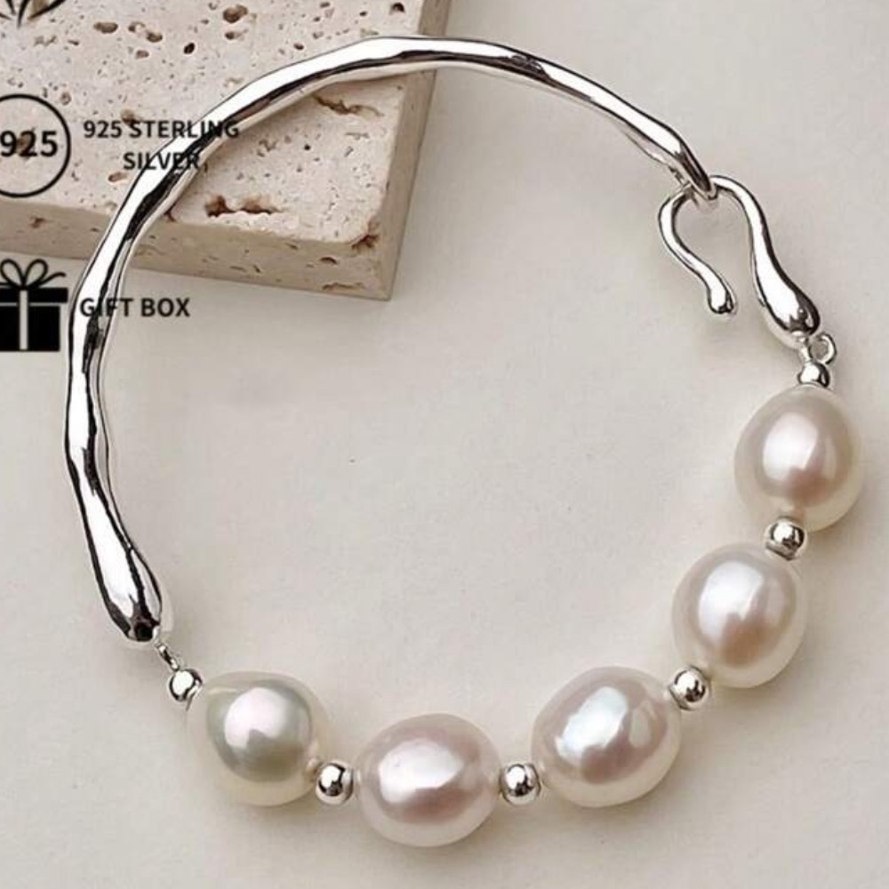 Elegant Silver Pearl Bracelet